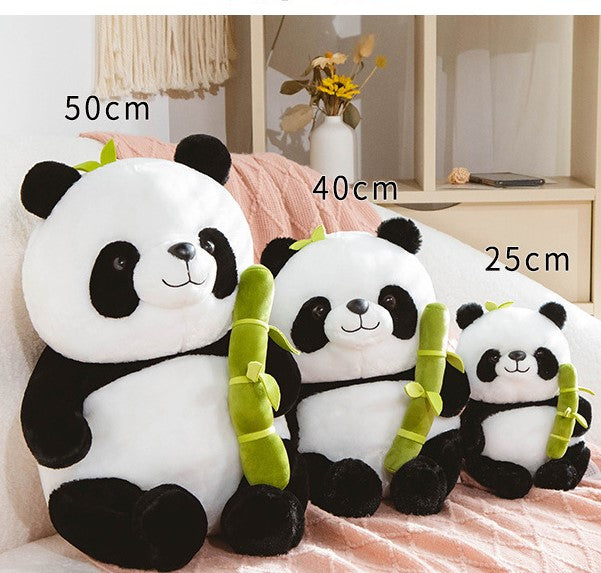 Ours panda géant en peluche et bambou, en 3 tailles