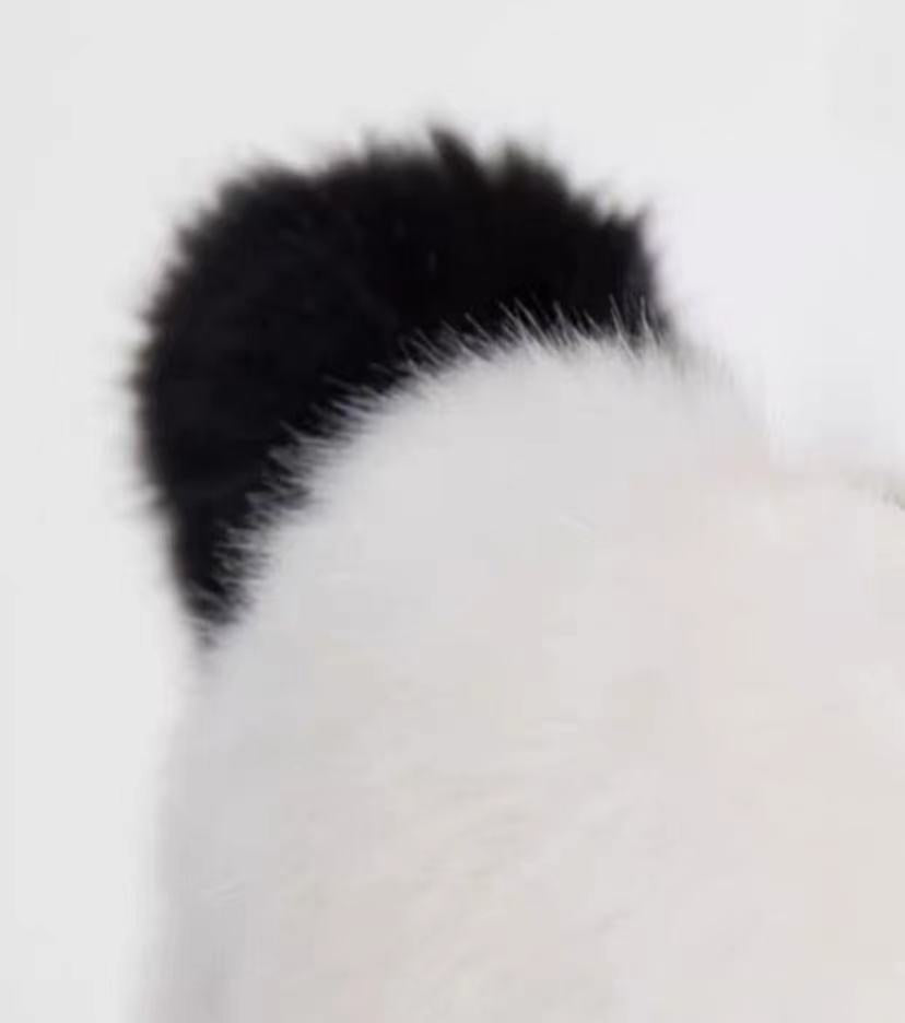 Monedero Panda, bolso cruzado blanco, en lana de cordero artificial, 5,9''