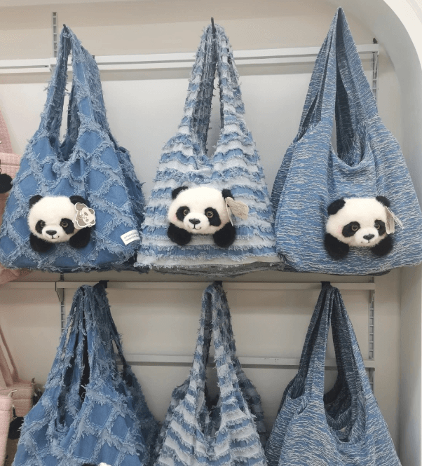 Bolso de mano de panda, bolso vaquero en 2 estilos