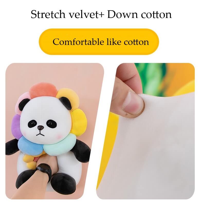 Panda Plush Toy with Flower Rainbow Decoration