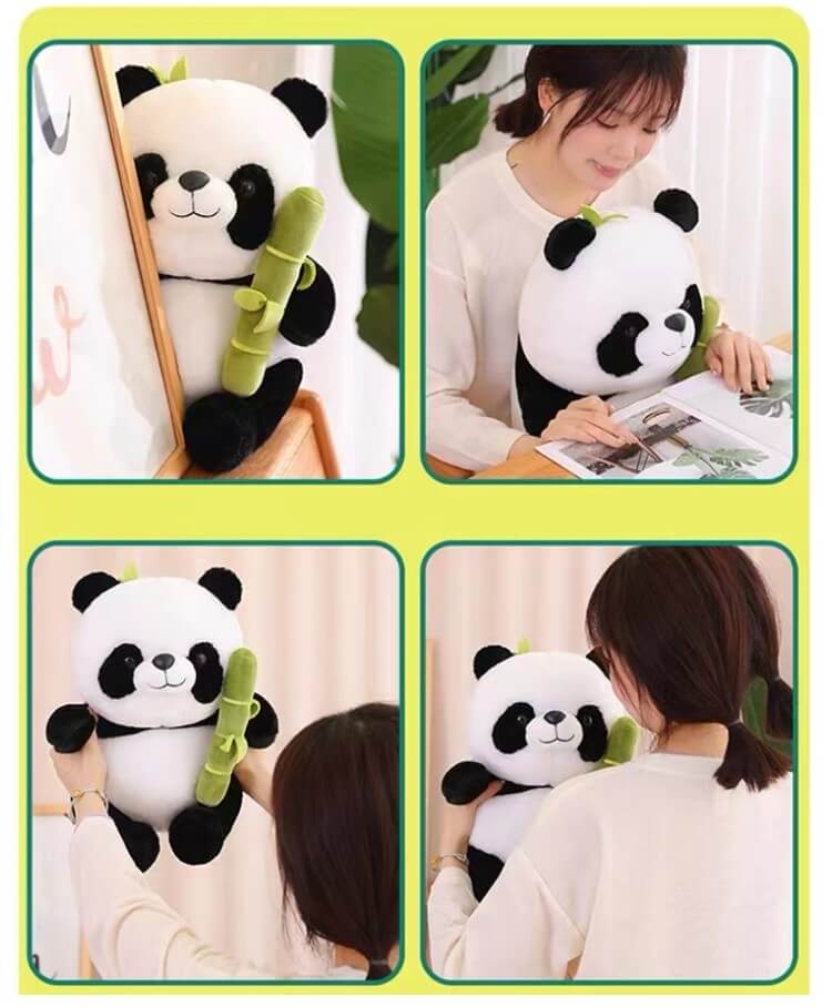 Ours panda géant en peluche et bambou, en 3 tailles