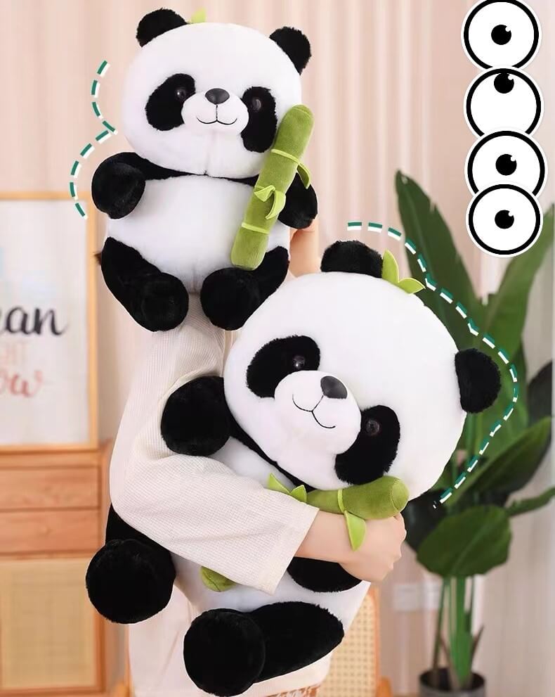Ours panda géant en peluche et bambou, en 3 tailles