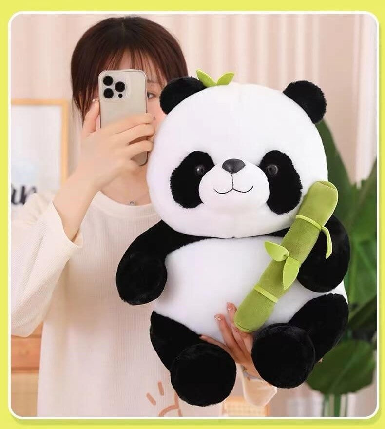 Ours panda géant en peluche et bambou, en 3 tailles