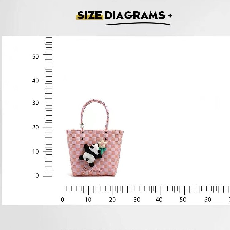 Panda Handbag, with Small Panda Stuffed Animal, Pink, 7.5''