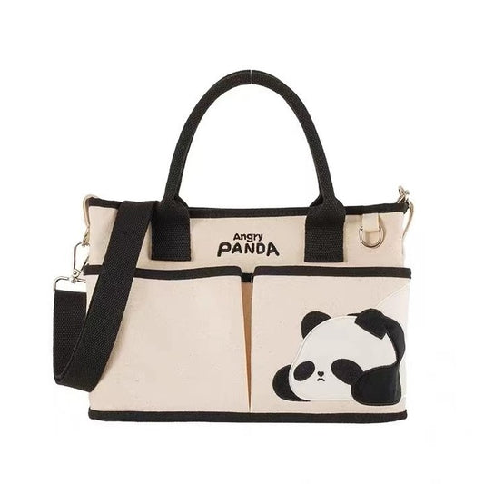Canvas Messenger Bag, Canvas Crossbody Bag, Panda Tote Bag,12 inches