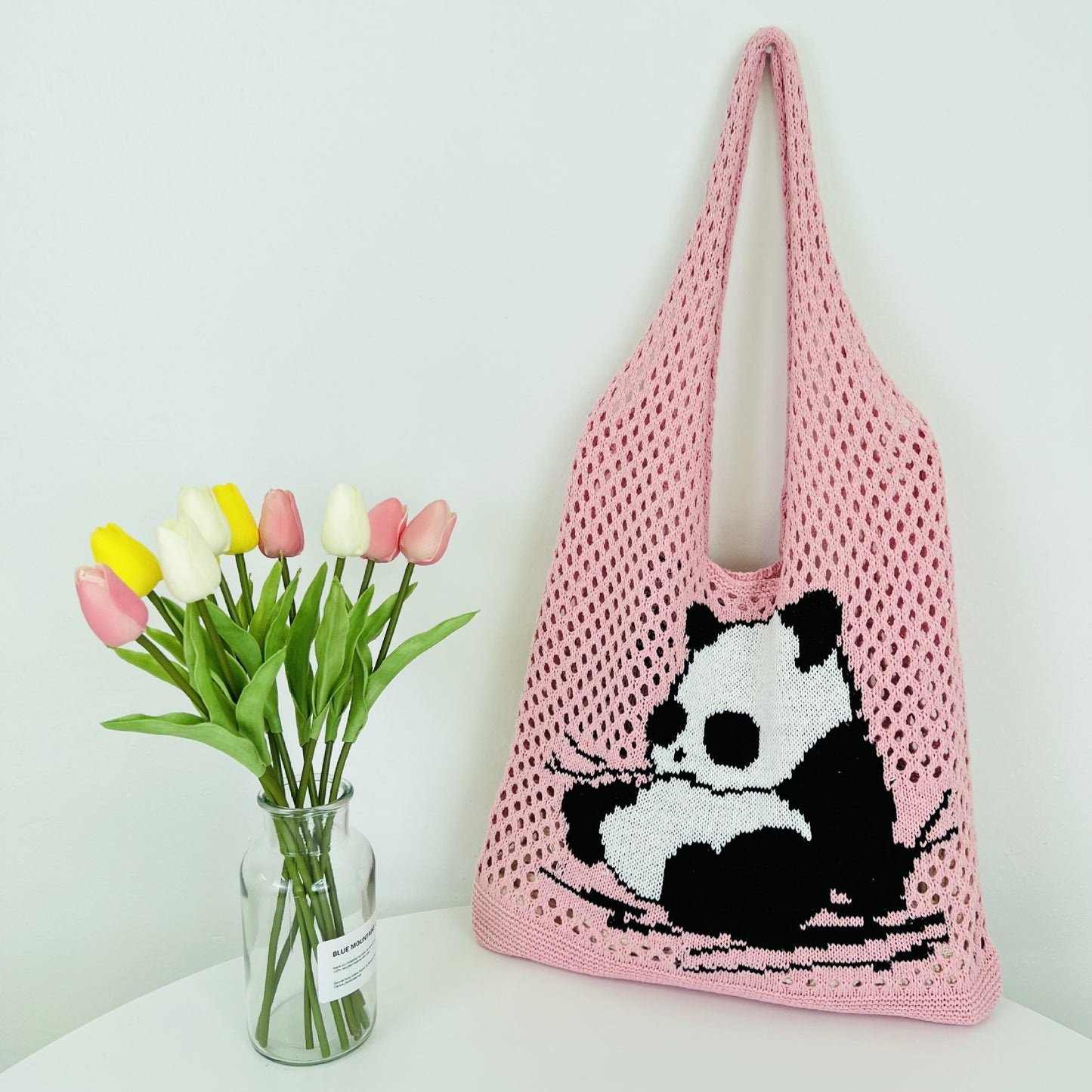 Panda tote bag: Cute Crochet Bag in 5 Delightful Colors