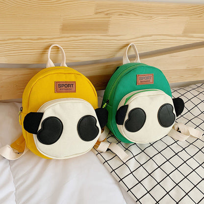 Mini mochila de lona con diseño de panda de dibujos animados, bolsa de viaje para niños