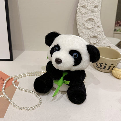 Bolso Panda con Cadena de Perlas, Bolsos para Cuerpo Panda, en 2 Estilos