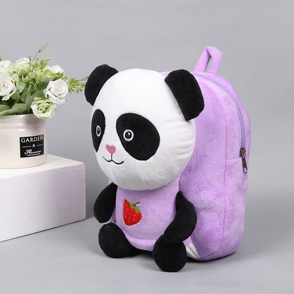 Panda Backpack, Cute 3D Strawberry Plush Backpack