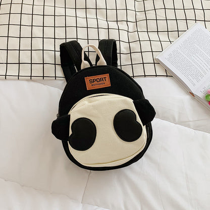 Mini mochila de lona con diseño de panda de dibujos animados, bolsa de viaje para niños
