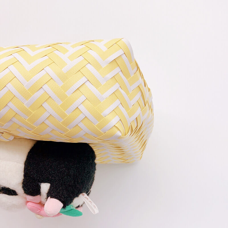Bolsa de playa tejida de plástico, totalizador Panda, color amarillo en 4 estilos