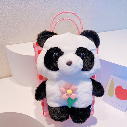 Sac à main tissé, Panda tote bag, sac à main en peluche Panda Rose doux