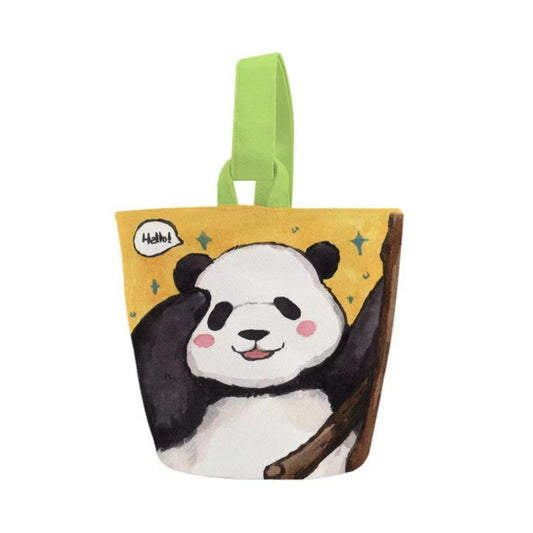 Bolso Panda, Bolso de cubo de lona con panda sonriente, 9,8''