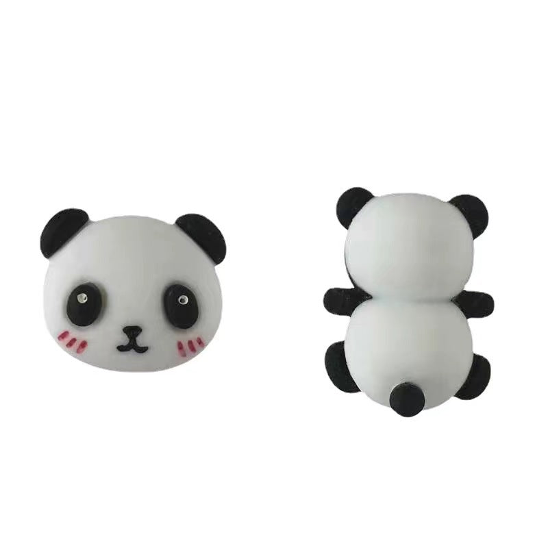 Ganancias de Panda con aguja de plata S925 sin orificio para la oreja