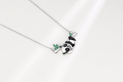 Collar de oso panda, lindo collar de esmeralda artificial de moda de pandas