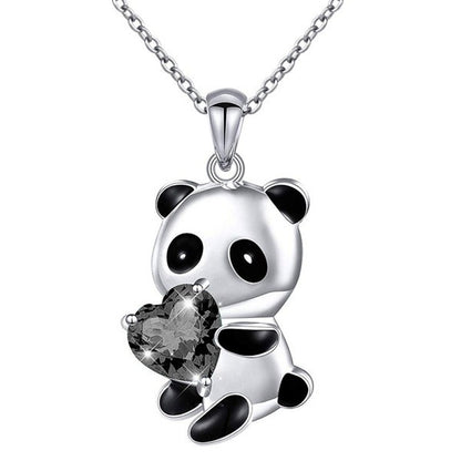 Collar Panda: Cristal de colores en forma de corazón