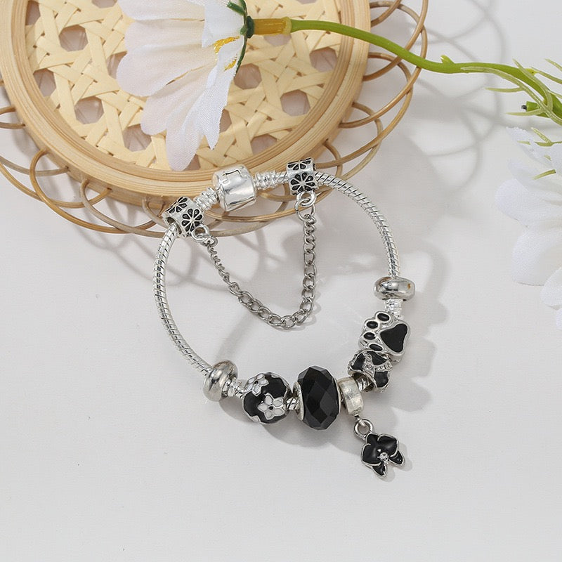Panda Jewelry: Panda Bracelet, Black Punk Panda Bead Bracelet
