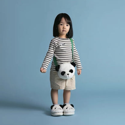 Panda Purse, White Cross Body Bag, in Artificial Lamb Wool, 5.9''