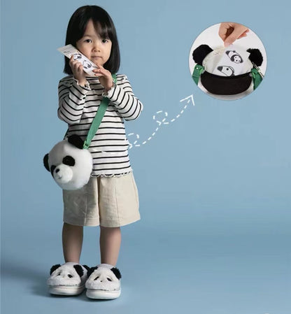 Monedero Panda, bolso cruzado blanco, en lana de cordero artificial, 5,9''