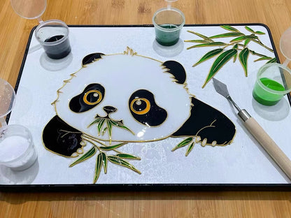 DIY Panda Hilo Dorado Patrimonio Cultural Pintura de esmalte de seda
