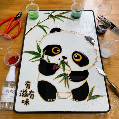 DIY Panda Golden Thread Cultural Heritage Silk enamel painting