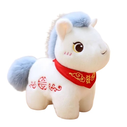 Peluche de caballo blanco, peluche del zodiaco del año del caballo