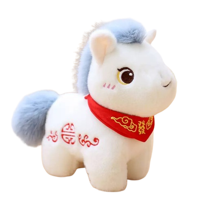 Peluche de caballo blanco, peluche del zodiaco del año del caballo