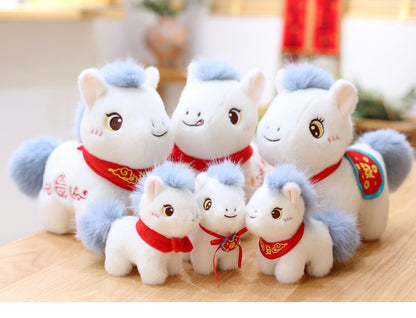Peluche de caballo blanco, peluche del zodiaco del año del caballo