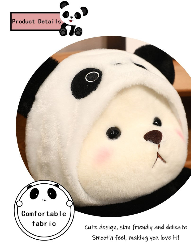 Jouet moelleux panda avec chapeau de panda amovible, design japonais en 4 tailles