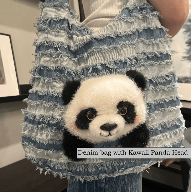 Panda Tote Bag, Denim Bag in 2 Styles