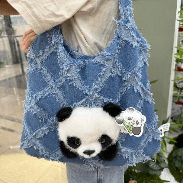 Panda Tote Bag, Denim Bag in 2 Styles