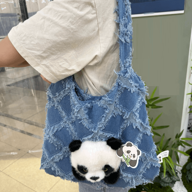 Panda Tote Bag, Denim Bag in 2 Styles