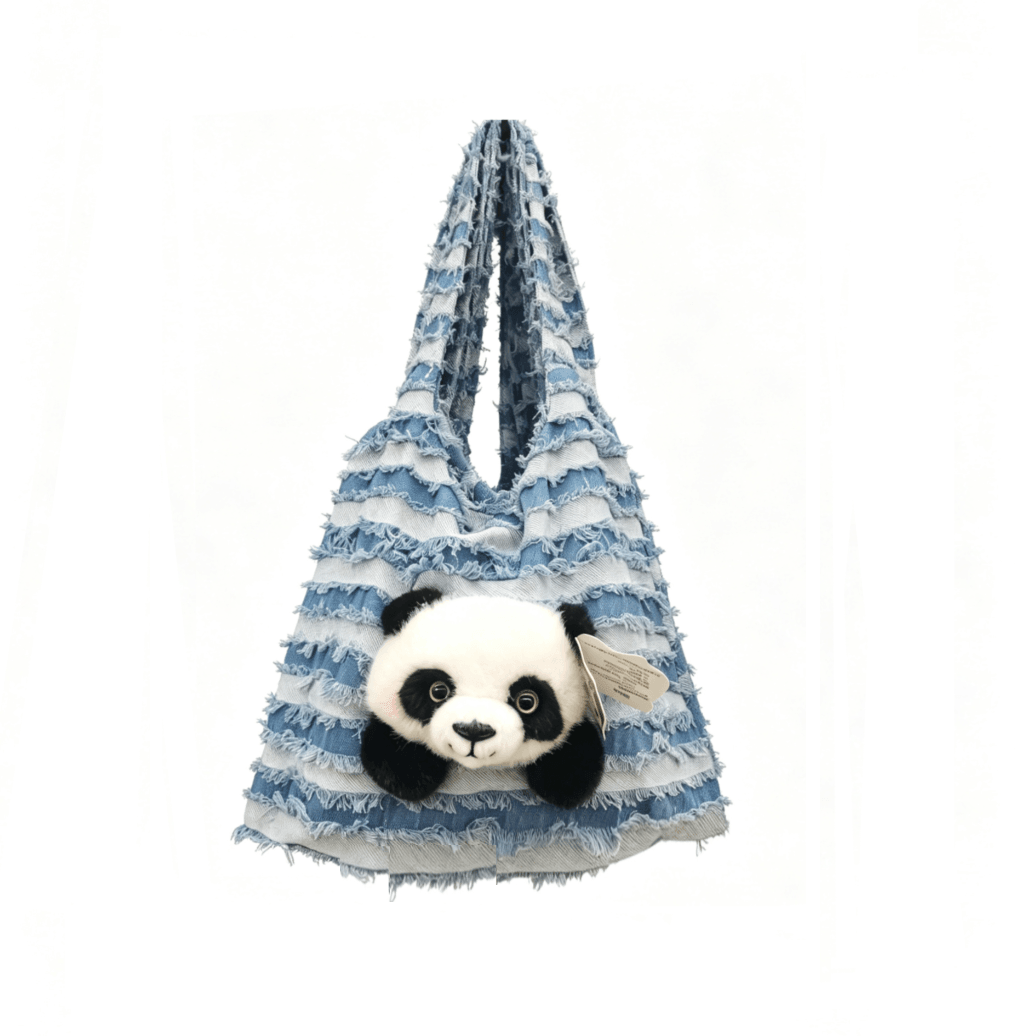 Panda Tote Bag, Denim Bag in 2 Styles