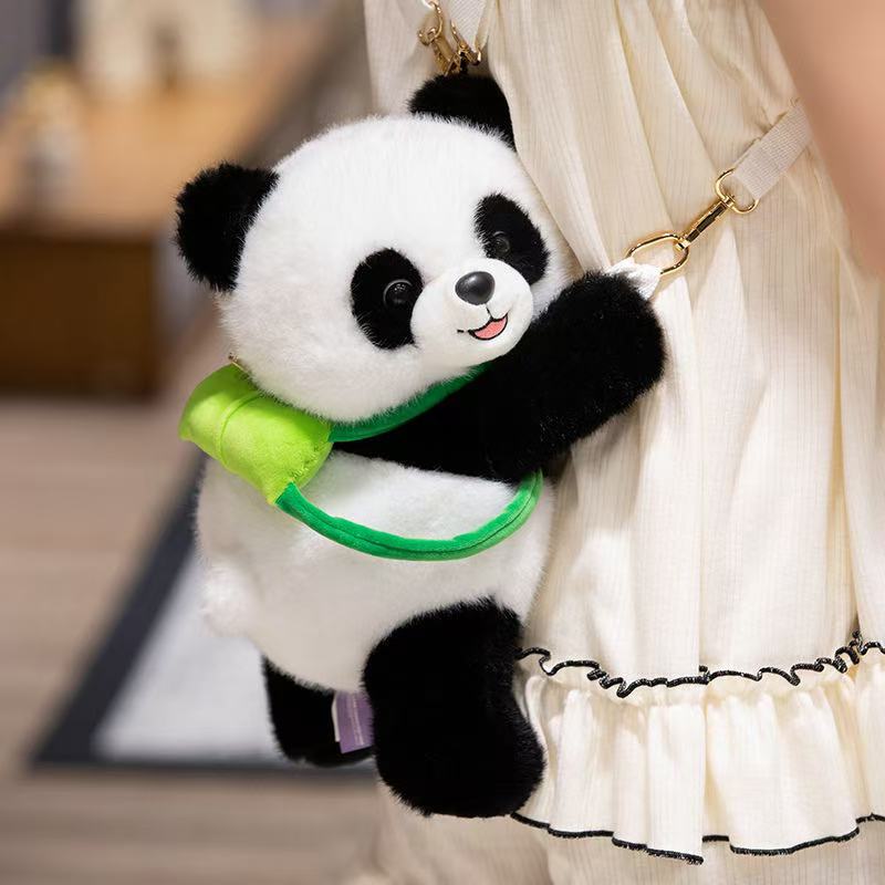 Mochila de panda esponjosa, bolso bandolera de panda kawaii