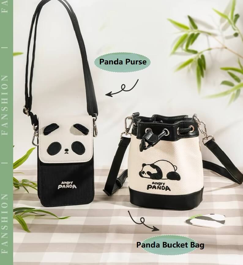 Bolso de Oso Panda, Exquisito Bolso Cubo de Lona