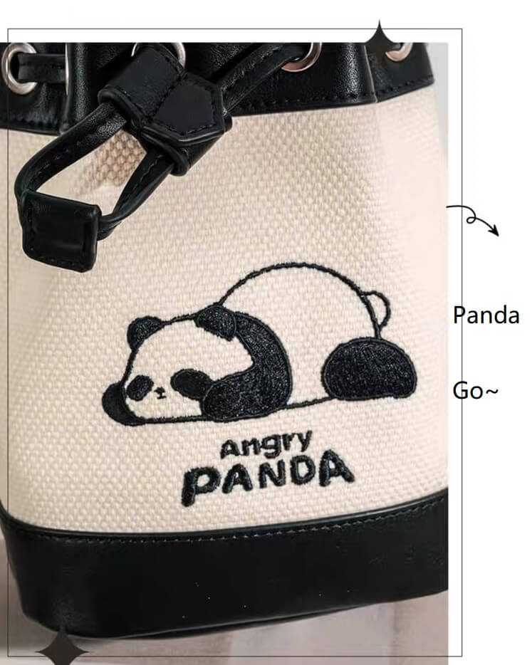 Panda Bag, Exquisite Canvas Bucket Bag