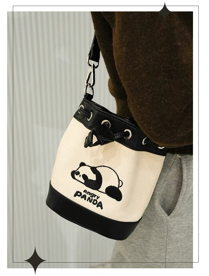 Sac Panda, sac seau en toile exquis