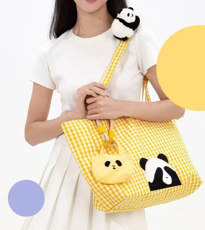 Panda Eyes Bag with Coin Purse, Colorful Canvas Bag for Girls