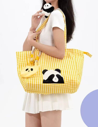 Panda Eyes Bag with Coin Purse, Colorful Canvas Bag for Girls