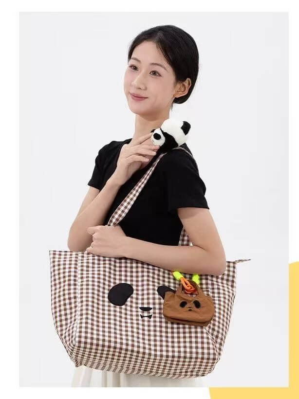 Panda Eyes Bag with Coin Purse, Colorful Canvas Bag for Girls