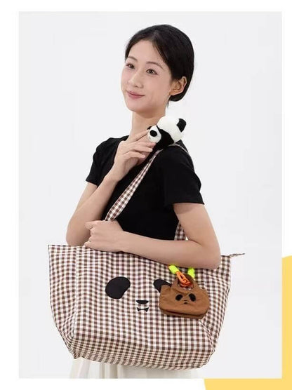 Panda Eyes Bag with Coin Purse, Colorful Canvas Bag for Girls