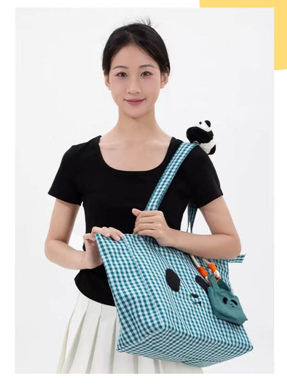 Panda Eyes Bag with Coin Purse, Colorful Canvas Bag for Girls