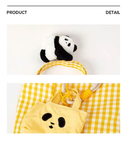Panda Eyes Bag with Coin Purse, Colorful Canvas Bag for Girls