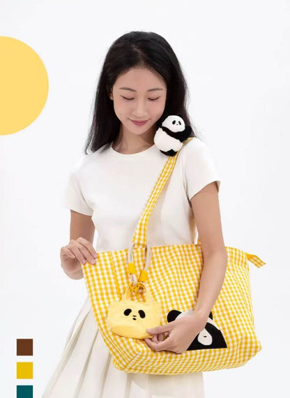 Panda Eyes Bag with Coin Purse, Colorful Canvas Bag for Girls