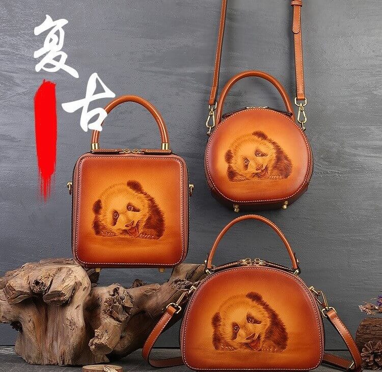 Body Bags Panda, Sac en Cuir Marron Original, en Marron Rectangulaire