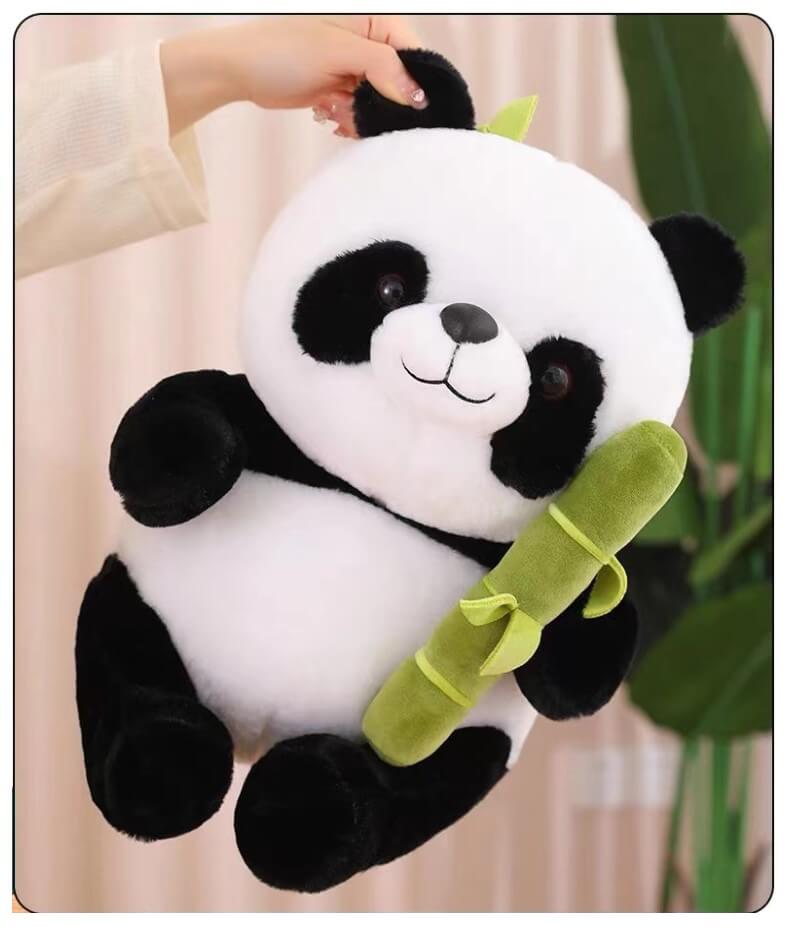 Ours panda géant en peluche et bambou, en 3 tailles