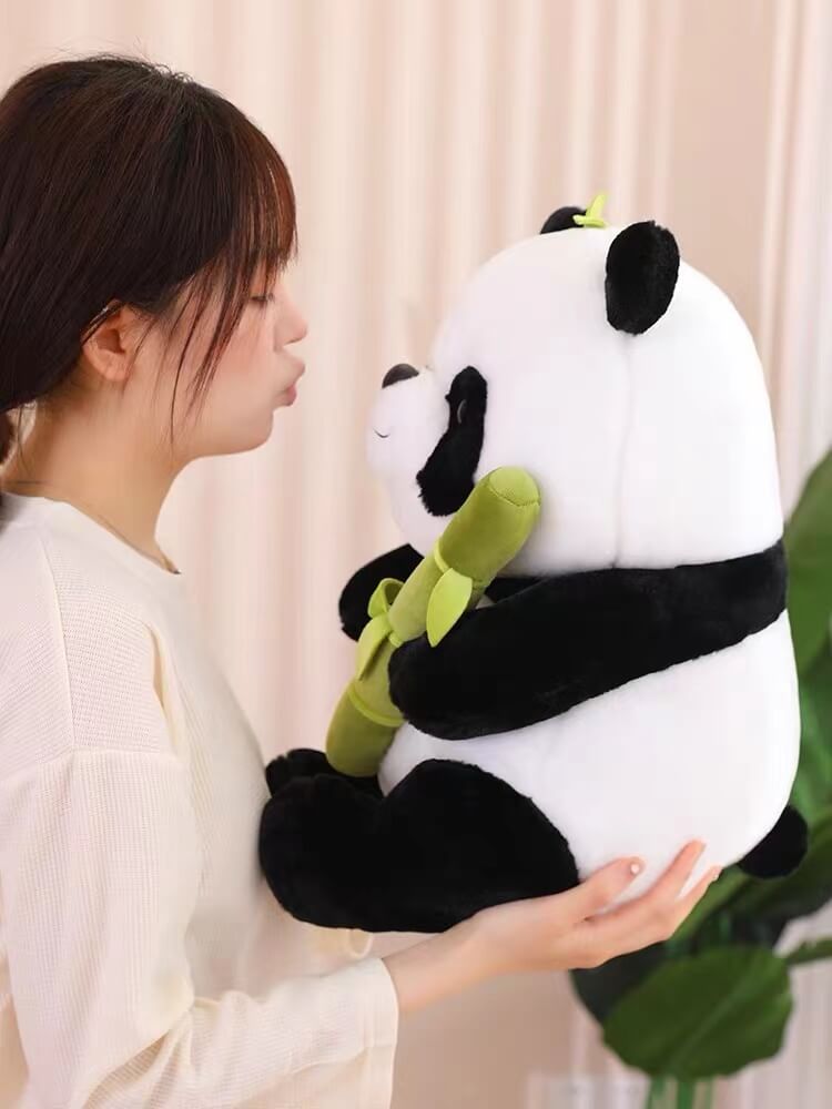 Giant Panda Plush with Bamboo Shoots, in 3 Sizes