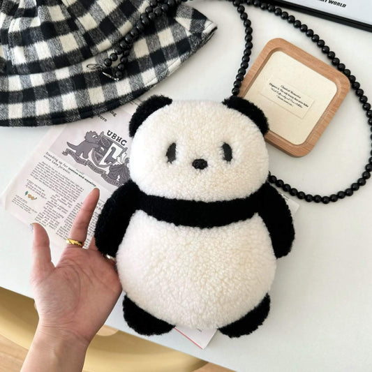 Sac Panda Unique en Fausse Laine d'Agneau pour Adulte