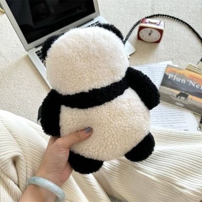 Unique Panda Bag in Artificial Lamb Wool for Adult