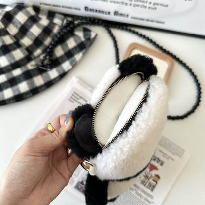Unique Panda Bag in Artificial Lamb Wool for Adult